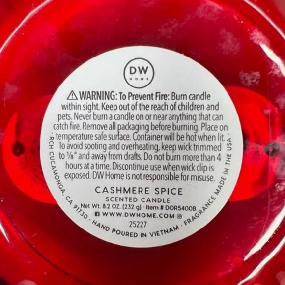 DW Home Cashmere Spice Red Glass Candle - Picture 6 of 9